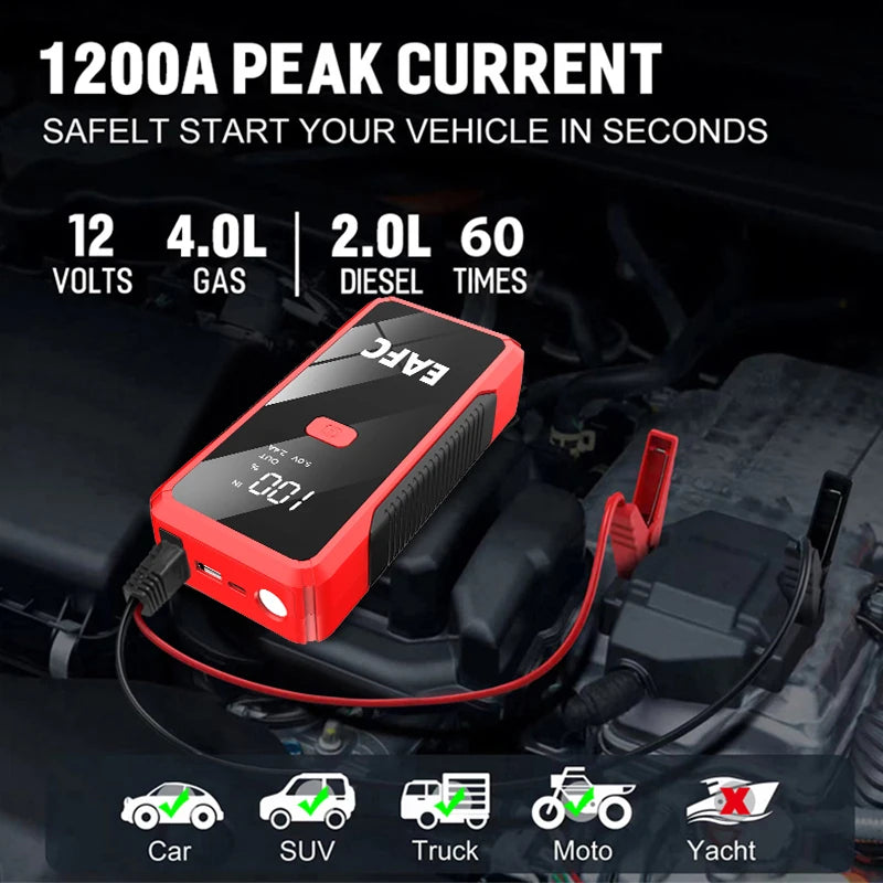 2000A Portable MultiFunction Emergency Booster Car Emergency Mobile Power Battery Charger 12V Car Jump Starter with LED Light sayaragear