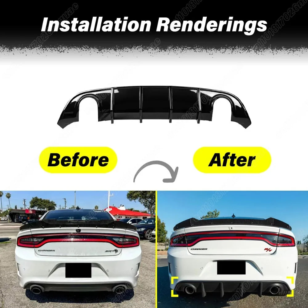 For Dodge Charger SRT/GT/RT/Scat Pack/Daytona 2015 2016 2017 2018 2019 Car Rear Bumper Spoiler Lip Exterior Accessories Body Kit sayaragear