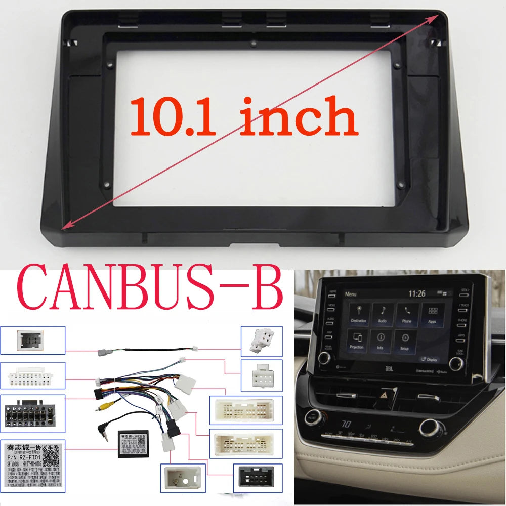 Car Radio Fascia Frame For Toyota Corolla Auris E210 2018-2021 10 inch Stereo Panel Harness Power Cable Adapter Canbus Mount Kit sayaragear