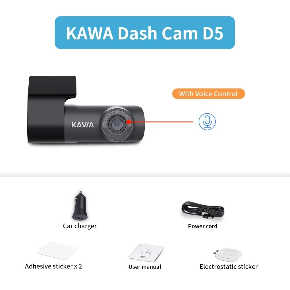 2K Dash Camera For Car DVR Dash Cam In The Car KAWA D5 Video Recorder Emergency Voice Control WiFi APP Monitor WDR Dashcam sayaragear