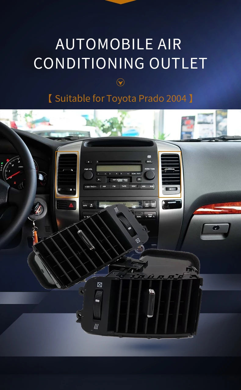 Air Vent Grille  A/C Vent Silver Decorative Frame For Toyota Land Cruiser Prado LC120 2003-2009 sayaragear