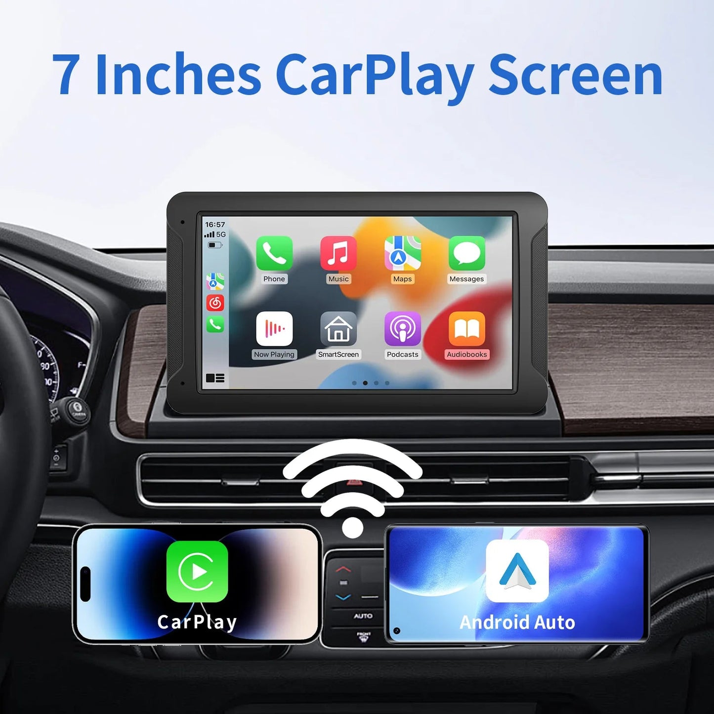 Pionray Portable CarPlay 7'' Smart Touchscreen with Car Stereo, Wireless Android Auto/Mirror Link/ AUX Connection/FM/GPS sayaragear