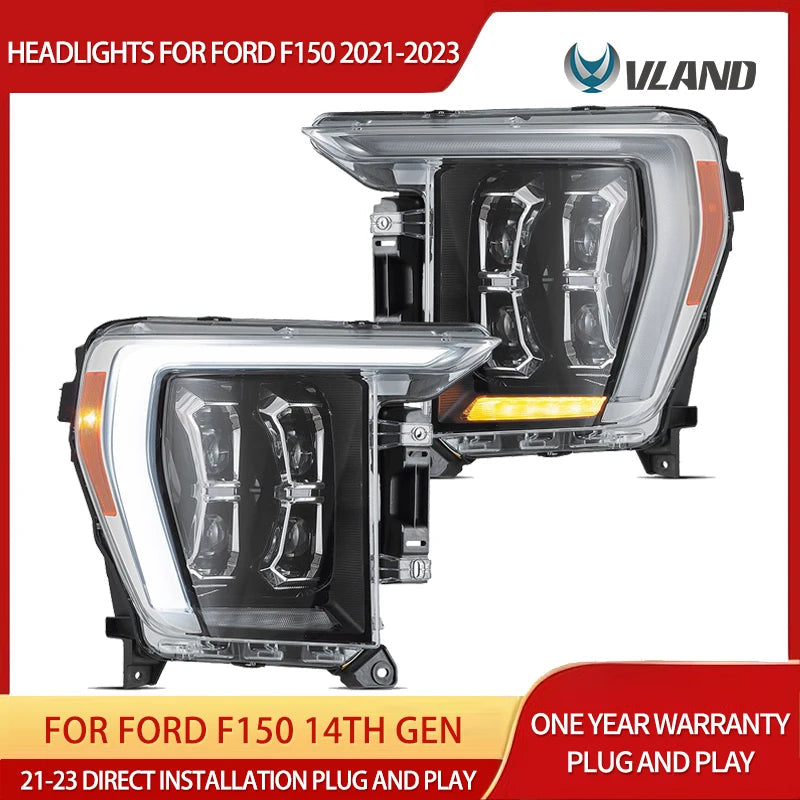 Vland 21-23 F150 14th Gen Projector Full LED Matrix Headlights Upgrade with Enhanced Brightness and Modern Design sayaragear