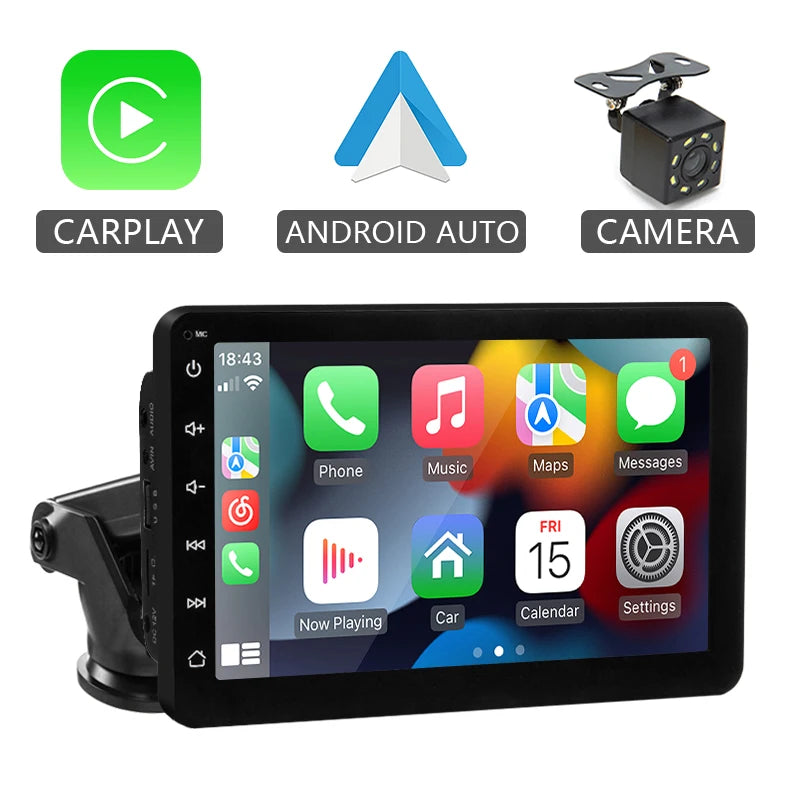 Hippcron 7inch Car Radio Multimedia Video Player Wireless Carplay And Wireless Android Auto Portable Universal Touch Screen sayaragear