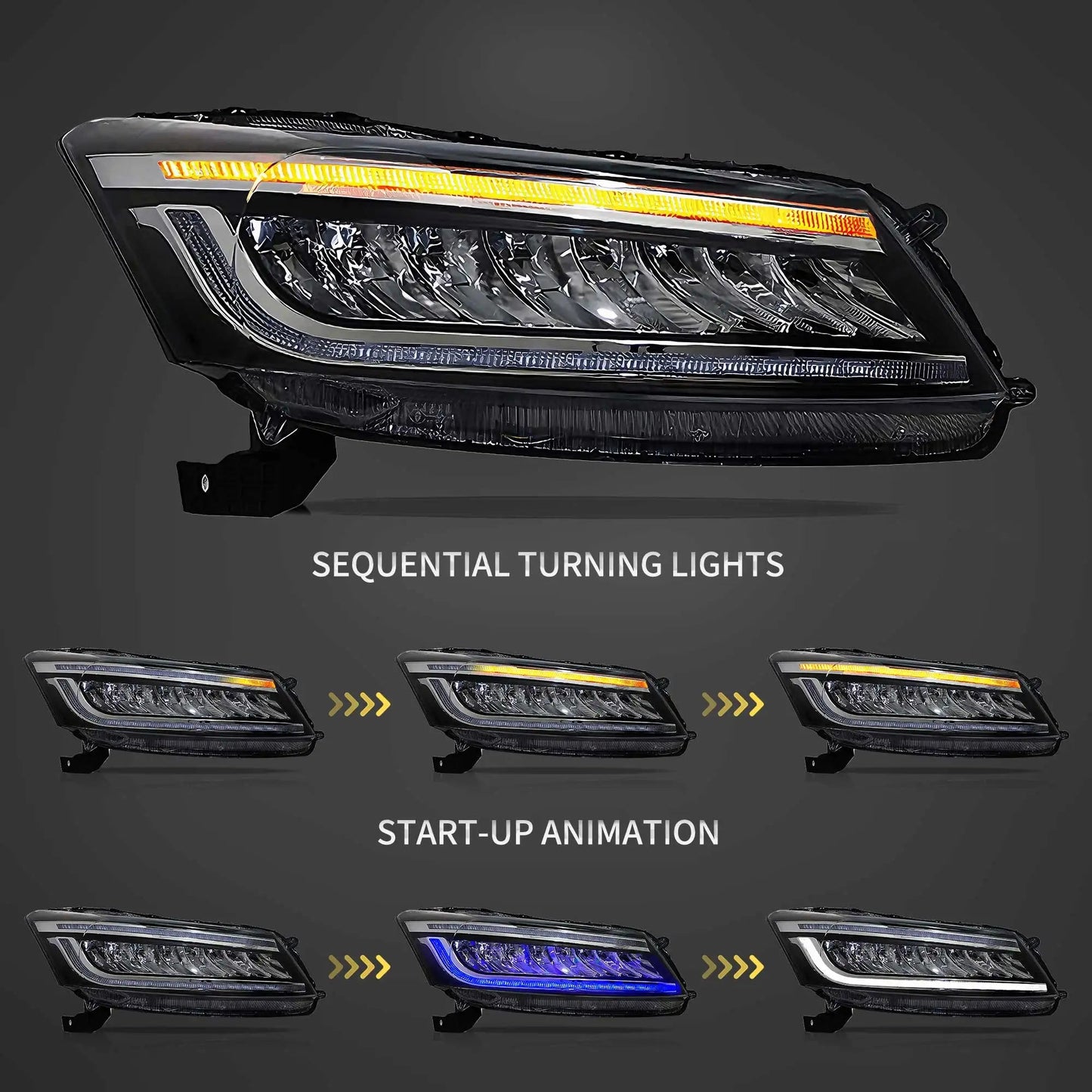 VLAND 2008-2012 Sedan 8th Gen LED Dual Beam Projector Headlights Assembly sayaragear