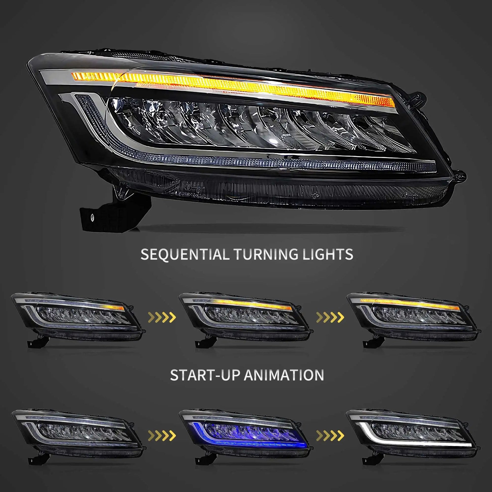 VLAND 2008-2012 Sedan 8th Gen LED Dual Beam Projector Headlights Assembly sayaragear