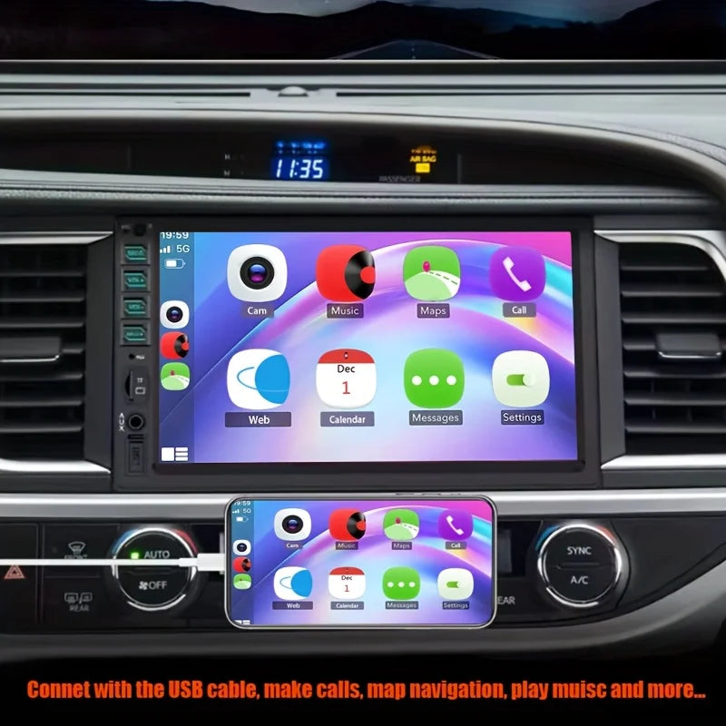 17.78cm 2Din Car Stereo - Universal Car Multimedia System for Android and iOS Devices, Car Stereo Unit, Without Battery sayaragear