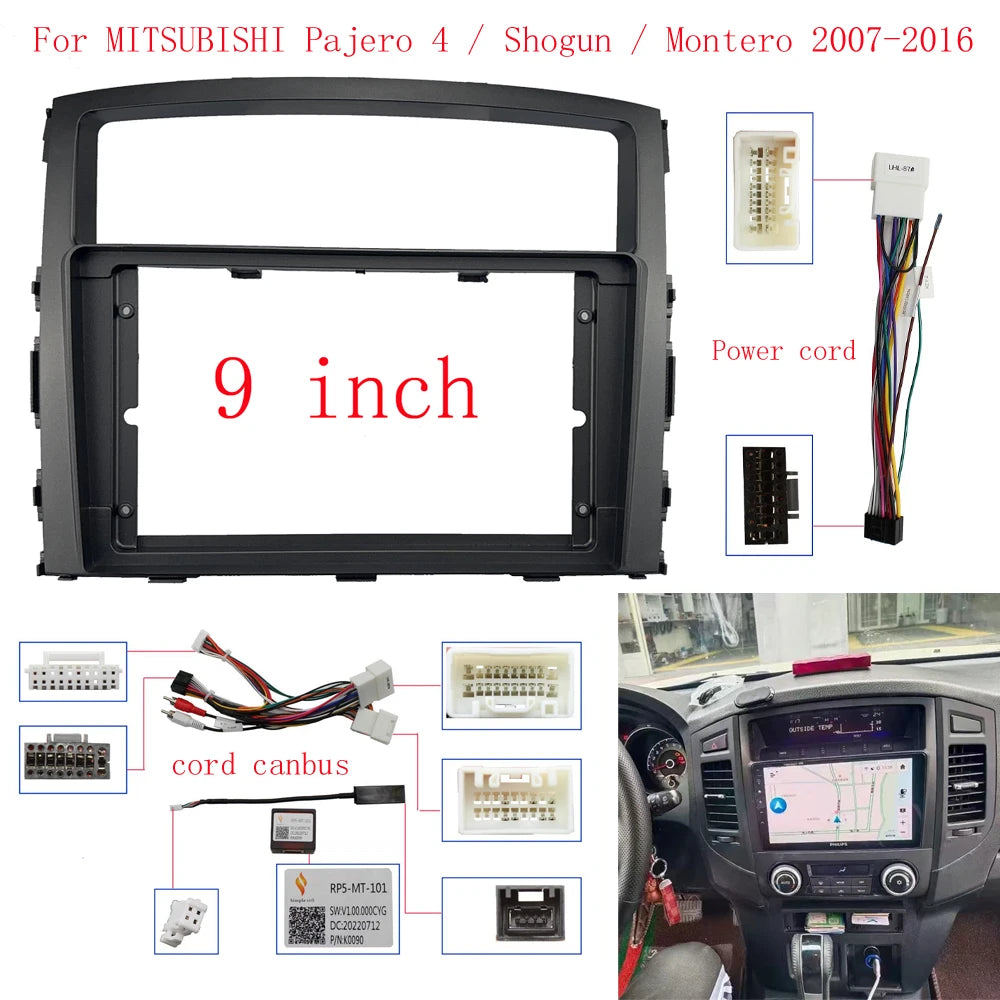 9 Inch Car Radio GPS MP5 Android Stereo Player 2 Din Head Unit Fascia Panel Dash Frame For MITSUBISHI Pajero 4 V80 V90 V93 V97 sayaragear