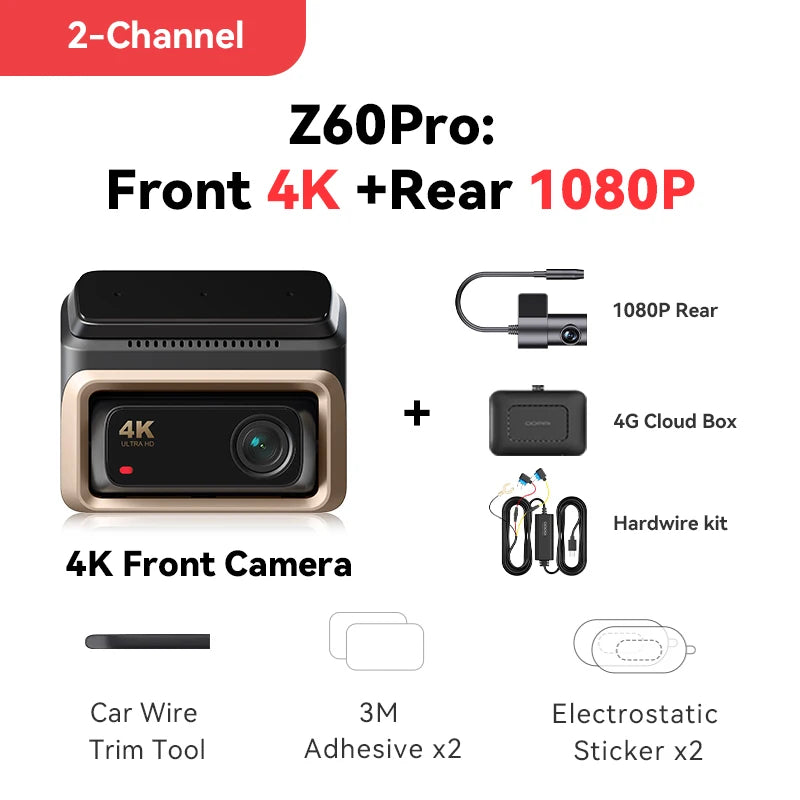 DDPAI Z60 Pro 4K Dash Cam Auto Dashcam Front GPS Car Camera for Dual SONY Sensor WiFi ADAS Night Vision DVR Video Recorder sayaragear