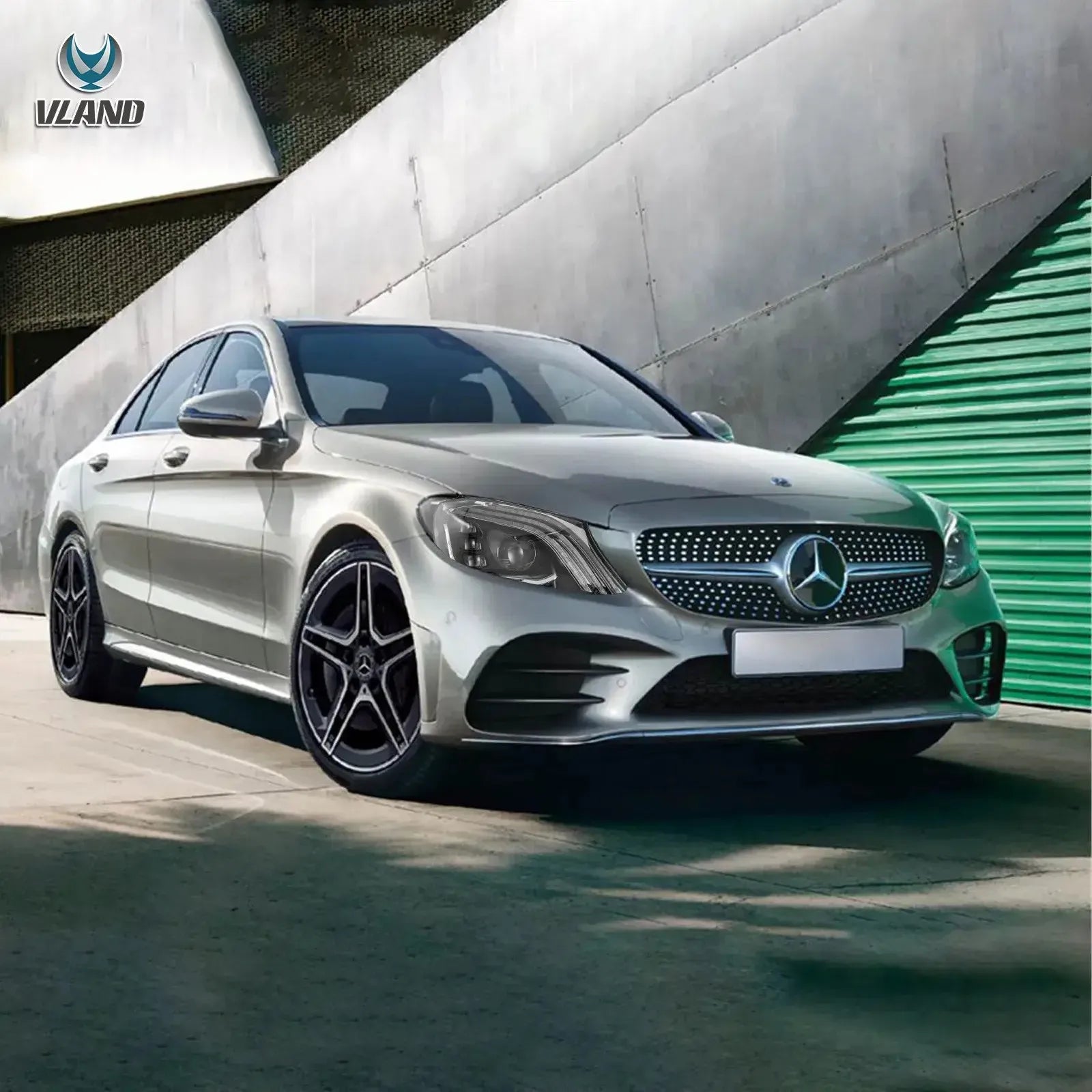 Vland 15-21 Mercedes-Benz C-Class 4th Gen (W205) LED Matrix Headlights Black with DRL High Low Beam Front Headlamp Assembly sayaragear