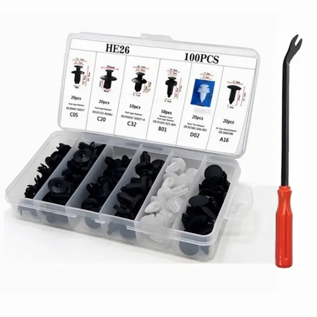 800pcs-100Pcs Car Fastener Clip Kit Fender Rivet Plastic Clips Auto Body Push Retainer Pin Rivet Bumper Door Trim Panel Repair sayaragear