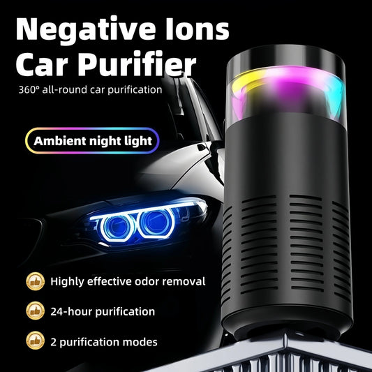 2025 New Car Air Purifier 24 Hours Remove Formaldehyde & Odors 360° 2-Mode with Mood Light USB Rechargeable for New Car & Travel sayaragear