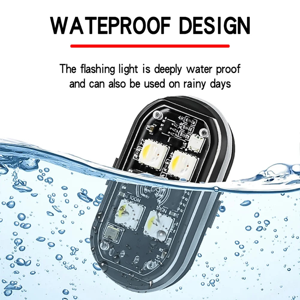 2/4pcs Wireless LED Strobe Lights Car Decor Atmosphere Light, 8 Colors Rechargeable Led Lights Anti-Collision LED Warning Light sayaragear