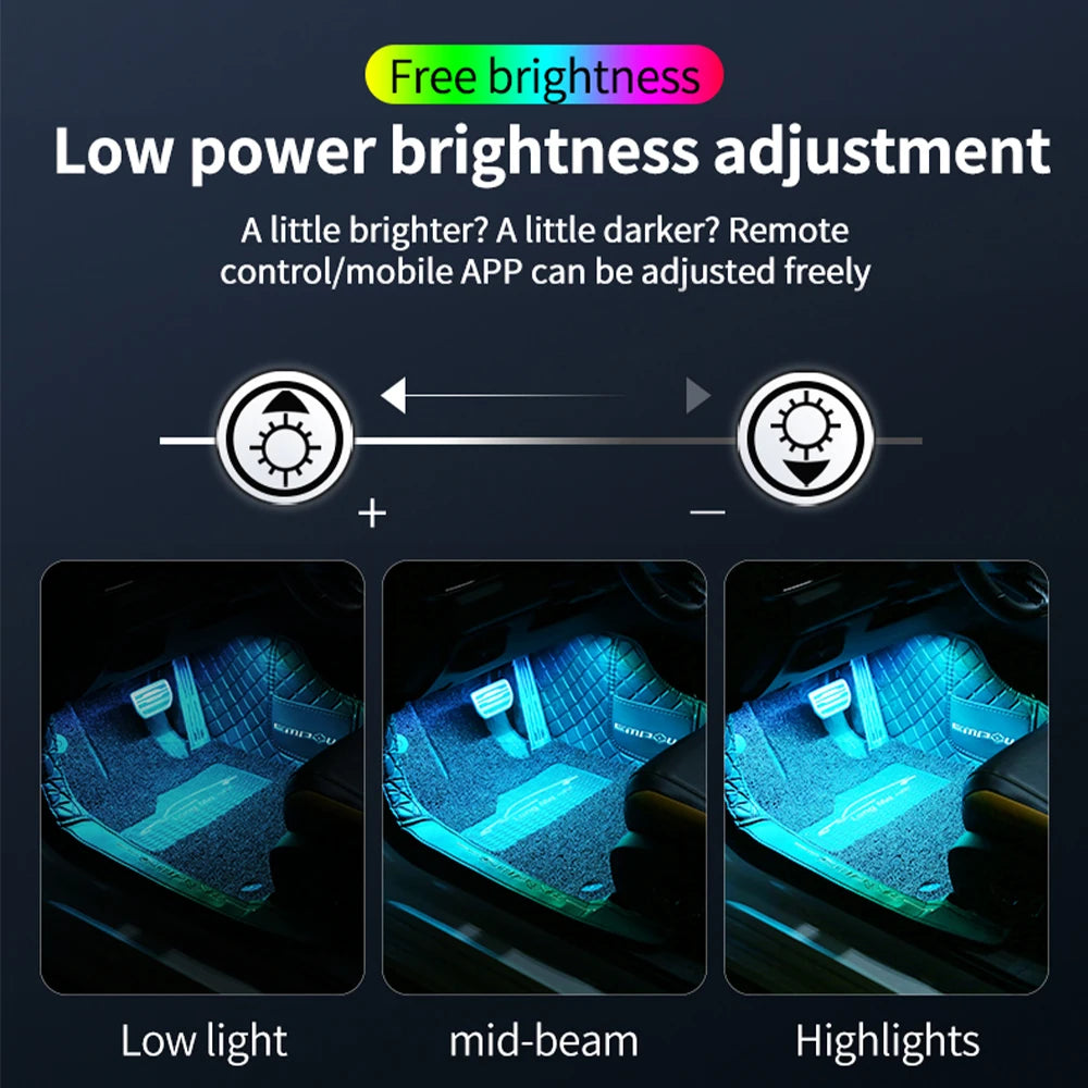 LED Car Interior Ambient Lights Foot Strip Lighting Kit Accessories Backlight Remote App Music Control Auto RGB Decorative Lamp sayaragear