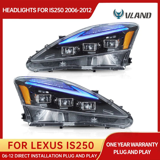 VLAND Car LED Headlights Assembly for Lexus IS250 IS350 C ISF 2006-2013 bule DRL Auto Styling Front Lamps Accessories Lights sayaragear