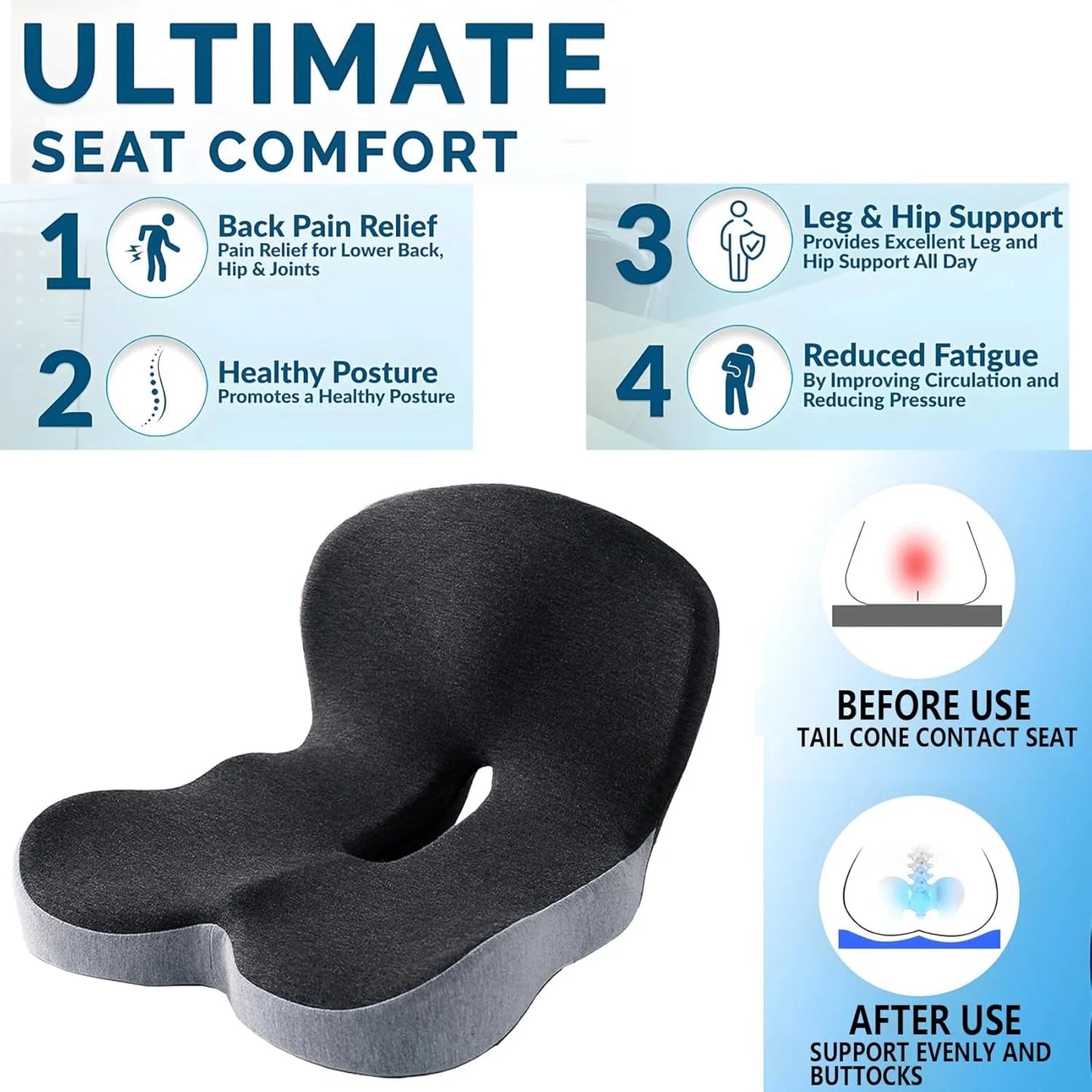 Memory Foam Cushion Interior Accessories Pillow Car Seat Waist Pillow Lumbar Support Office Pillow Chair Cushion sayaragear