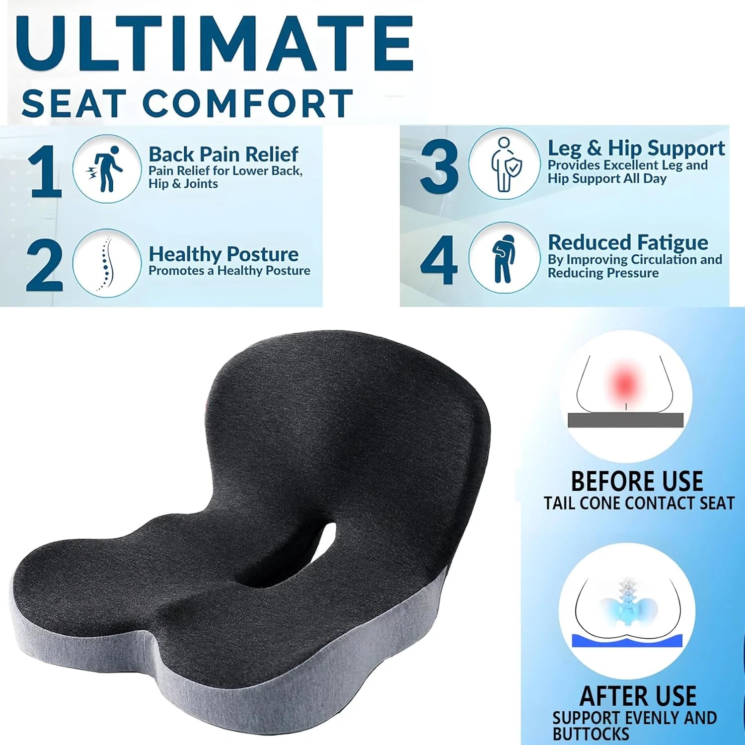 Memory Foam Cushion Interior Accessories Pillow Car Seat Waist Pillow Lumbar Support Office Pillow Chair Cushion sayaragear