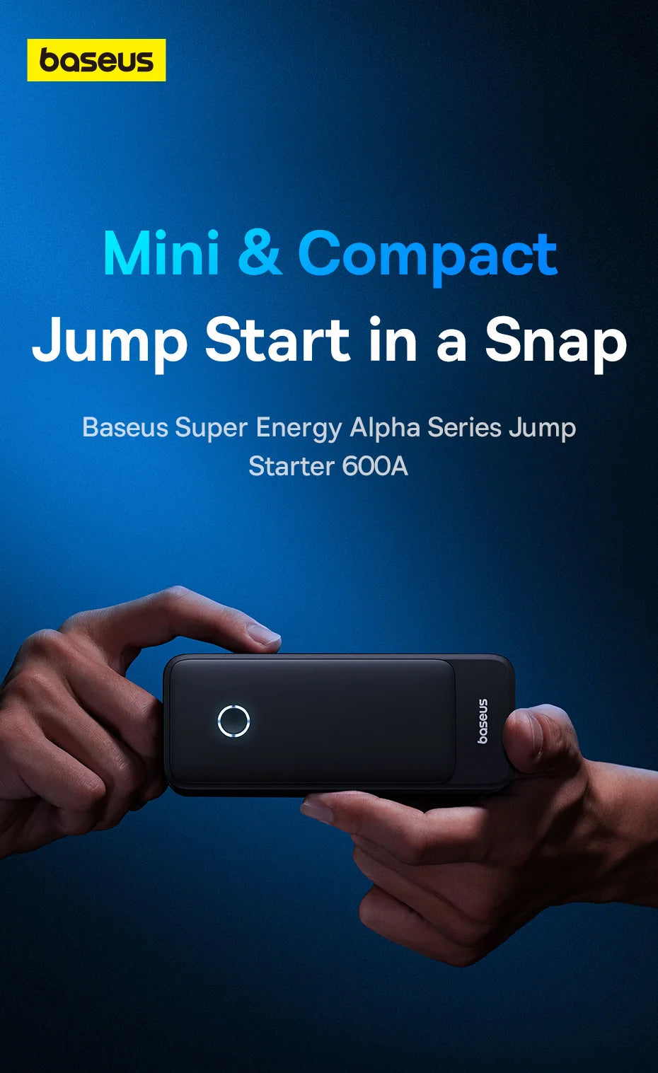 Baseus 600A Jump Starter 6000mAh Car Battery Charger for Auto Emergency Power Bank Booster Starting Device Car Jump Starter sayaragear