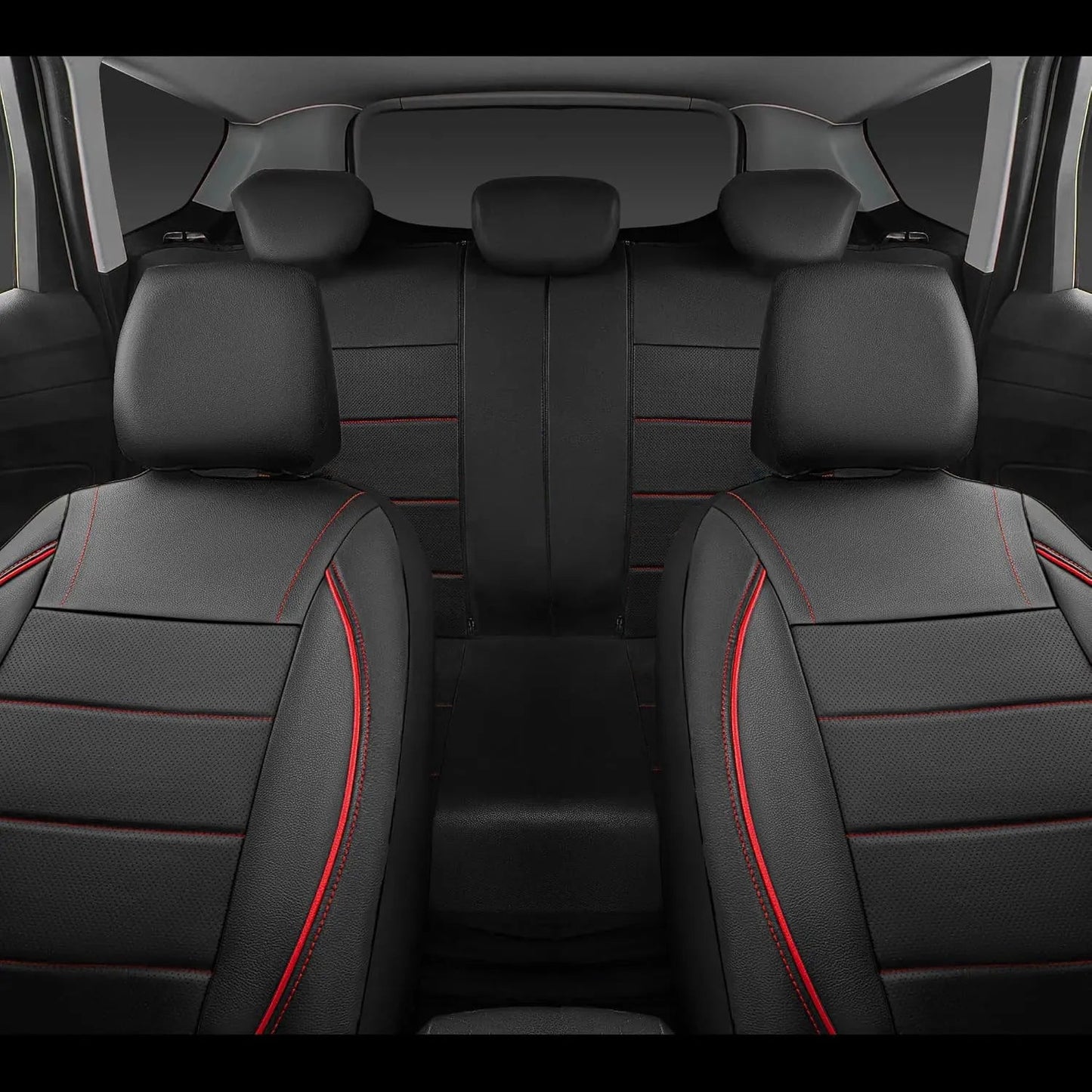 Universal Leather Car Seat Covers Red Simple Waterproof 5 Seat Car Seat Cover sayaragear