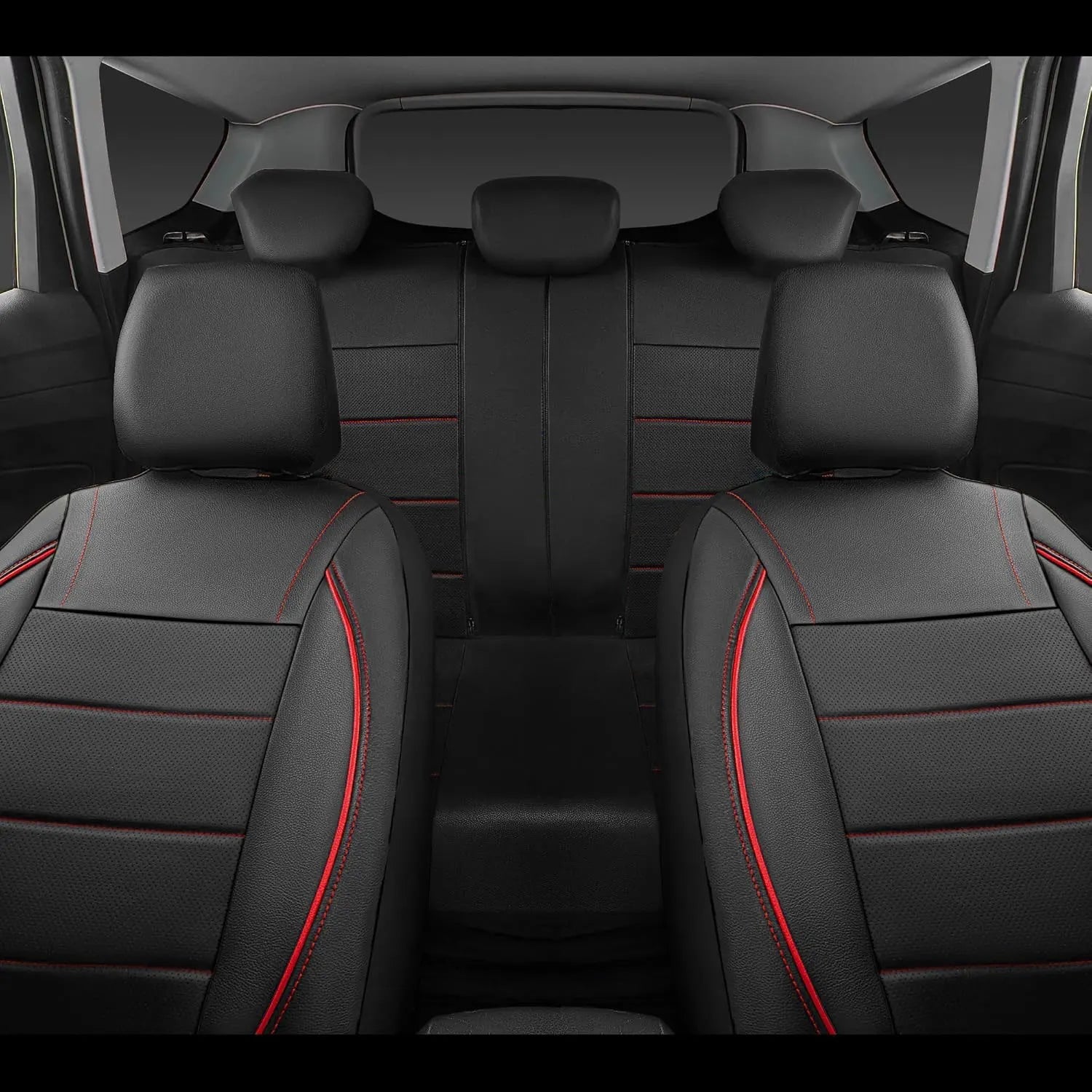 Universal Leather Car Seat Covers Red Simple Waterproof 5 Seat Car Seat Cover sayaragear