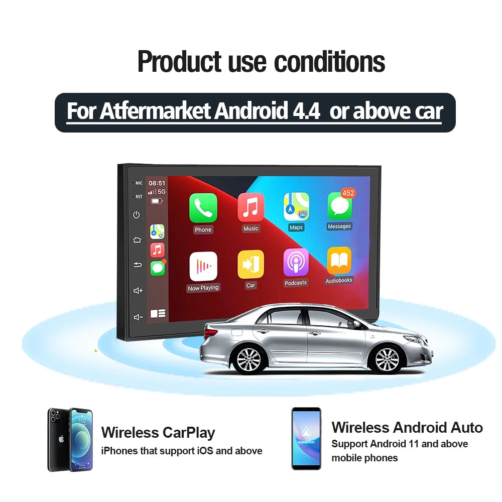 CarlinKit Wired or Wireless CarPlay Adapter USB Android Auto Dongle for Android Car Multimedia Mirrorlink Waze Spotify Autokit sayaragear