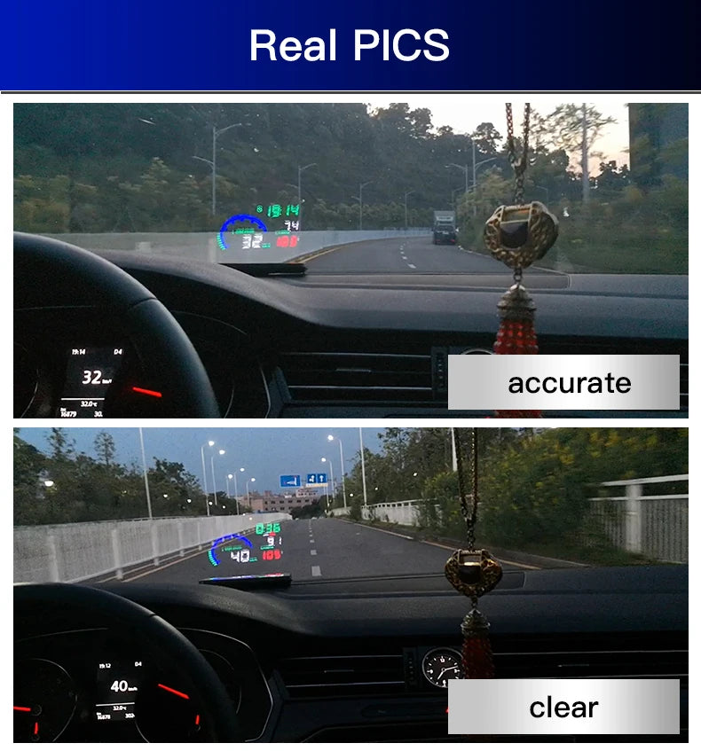 KWHUD HUD Head Up Display Car OBD2 Digital Speedometer RPM Tacho Volt Water Temp Meter Windshield Speed Projector Car Electronic sayaragear