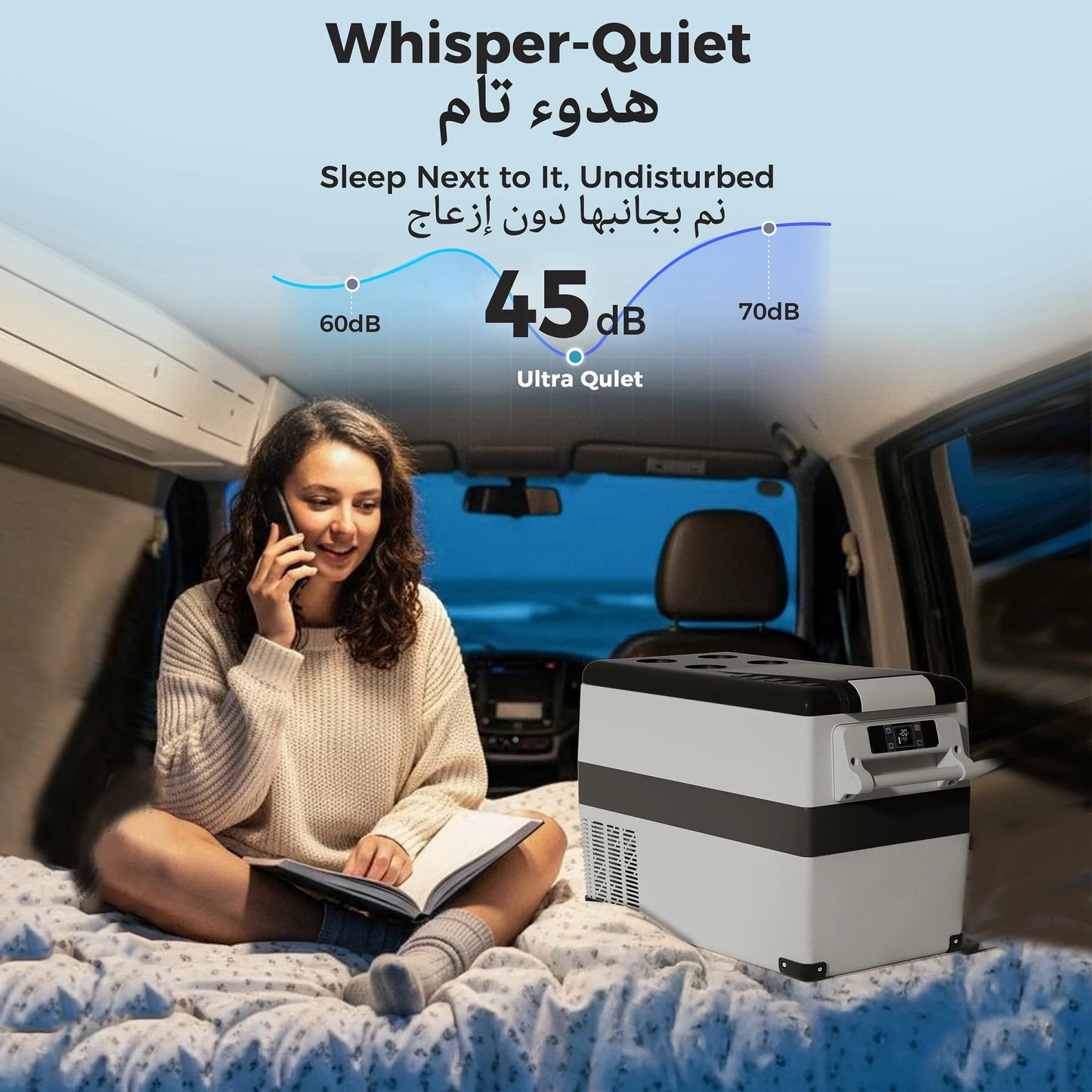 EUHOMY Portable Car Refrigerator, 35/45/55L Capacity, APP Control -20℃ to 20℃ Temp, Car Cooler Freezer For Outdoor Camping sayaragear