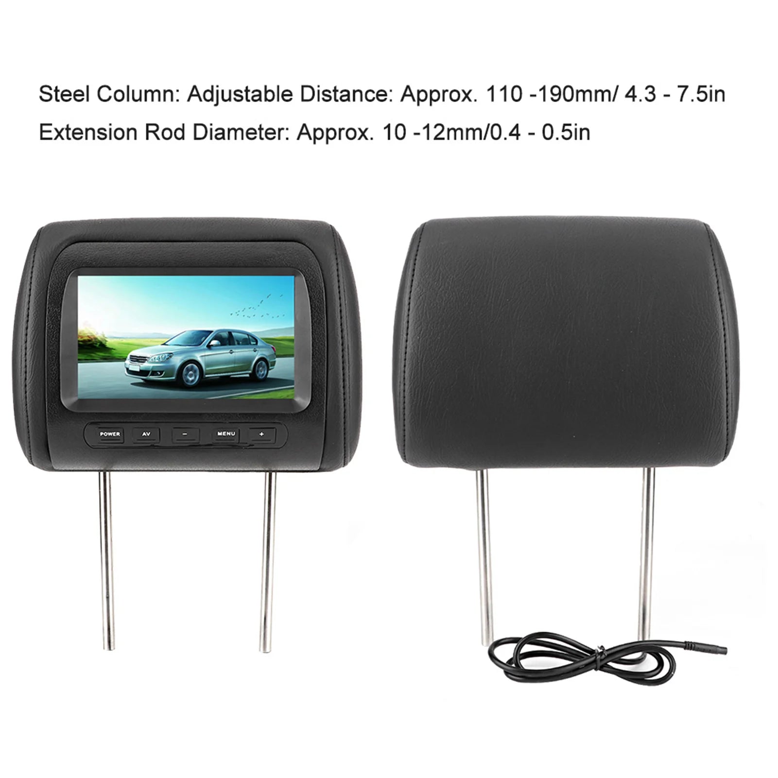2pcs 7 in Wireless Control Adjustable Headrest LCD Video Monitor MP5 Display Black sayaragear