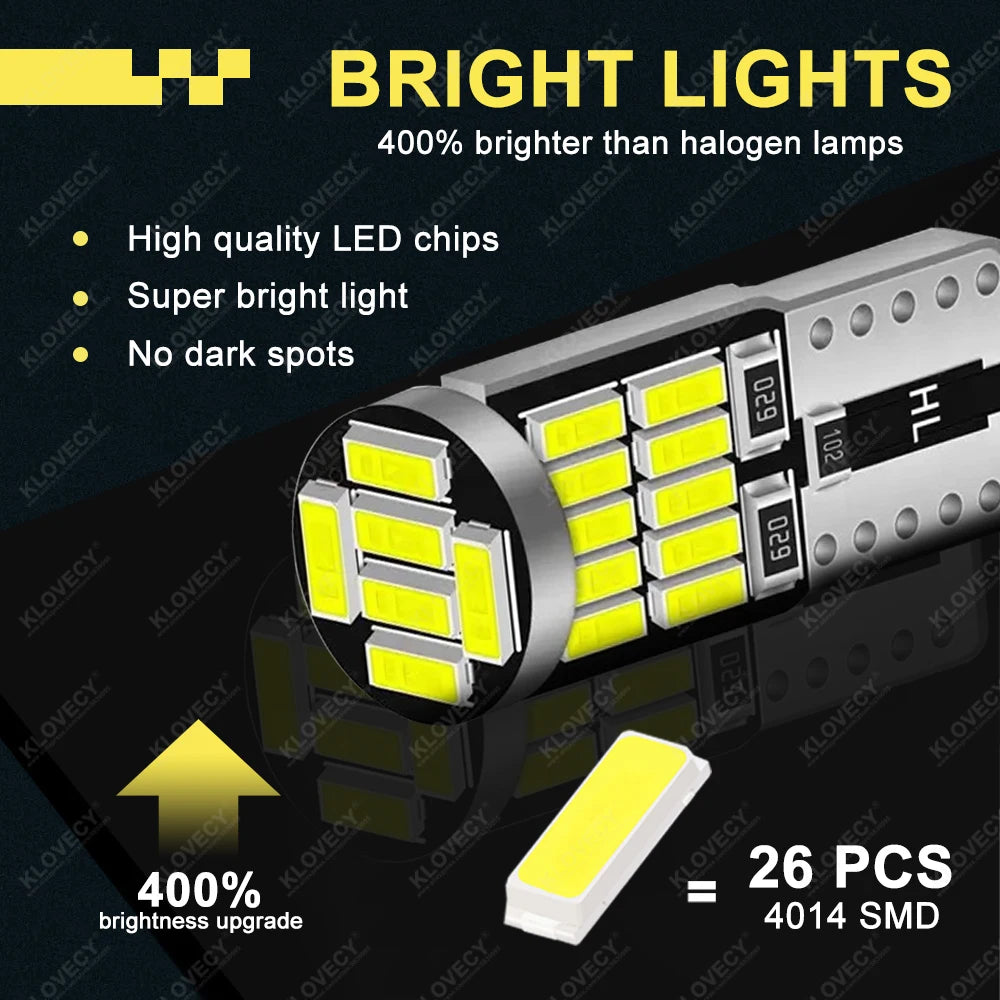 10-40 PCS CANBUS No Error T10 W5W LED Bulb For Car Interior Dome Door Map Trunk License Plate Lights 12V 26SMD 400LM 6500k White sayaragear