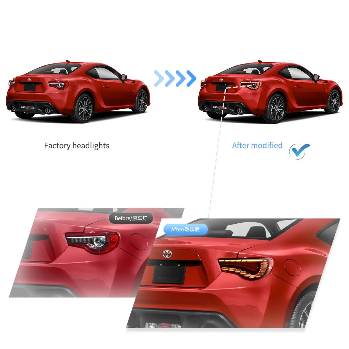 Vland 12-20 Toyota 86 GT86 FT86 13-20 Subaru BRZ 13-20 Scion FR-S LED Tail Lights Sequential Turn Signal With Dynamic Welcome Li sayaragear