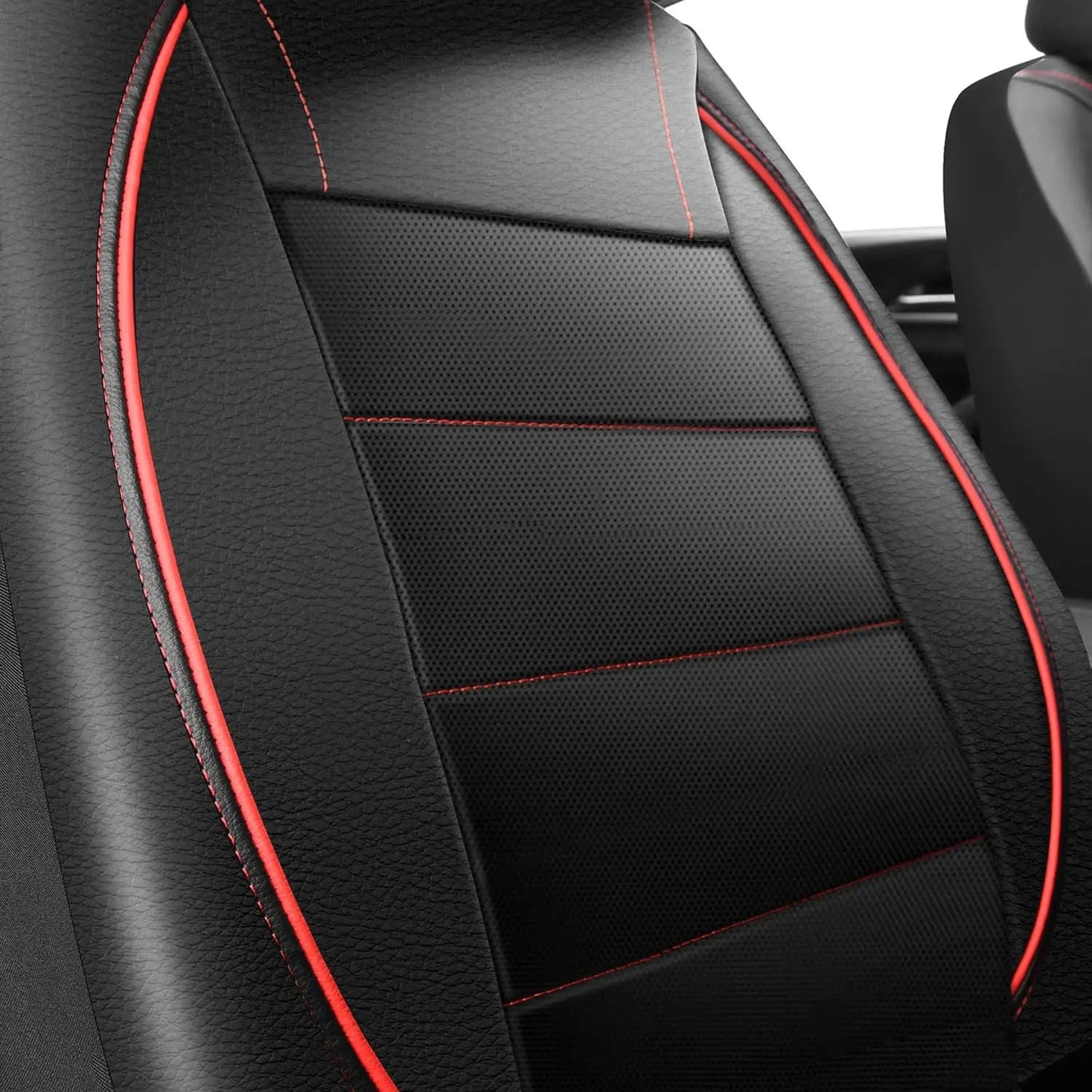 Universal Leather Car Seat Covers Red Simple Waterproof 5 Seat Car Seat Cover sayaragear
