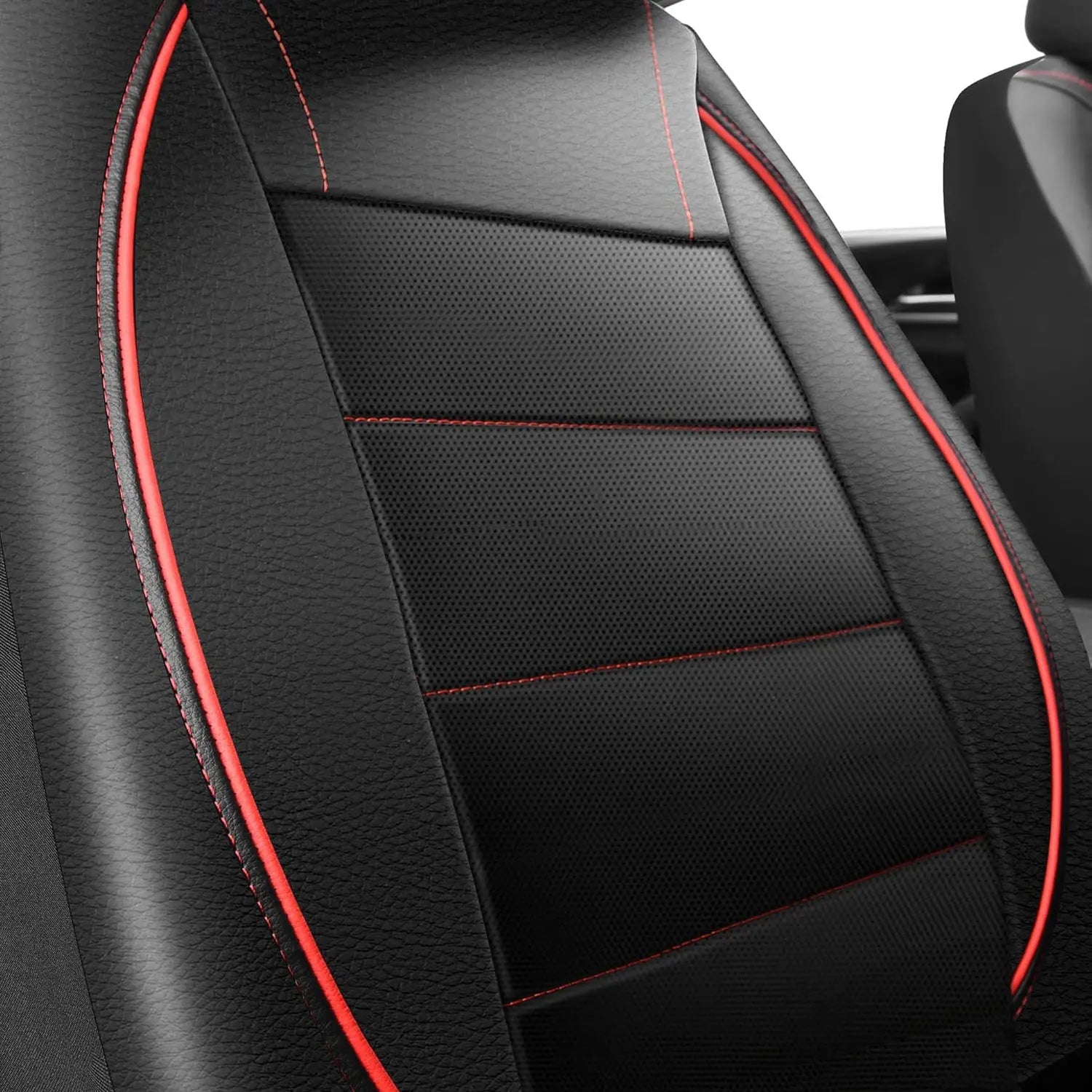 Universal Leather Car Seat Covers Red Simple Waterproof 5 Seat Car Seat Cover sayaragear