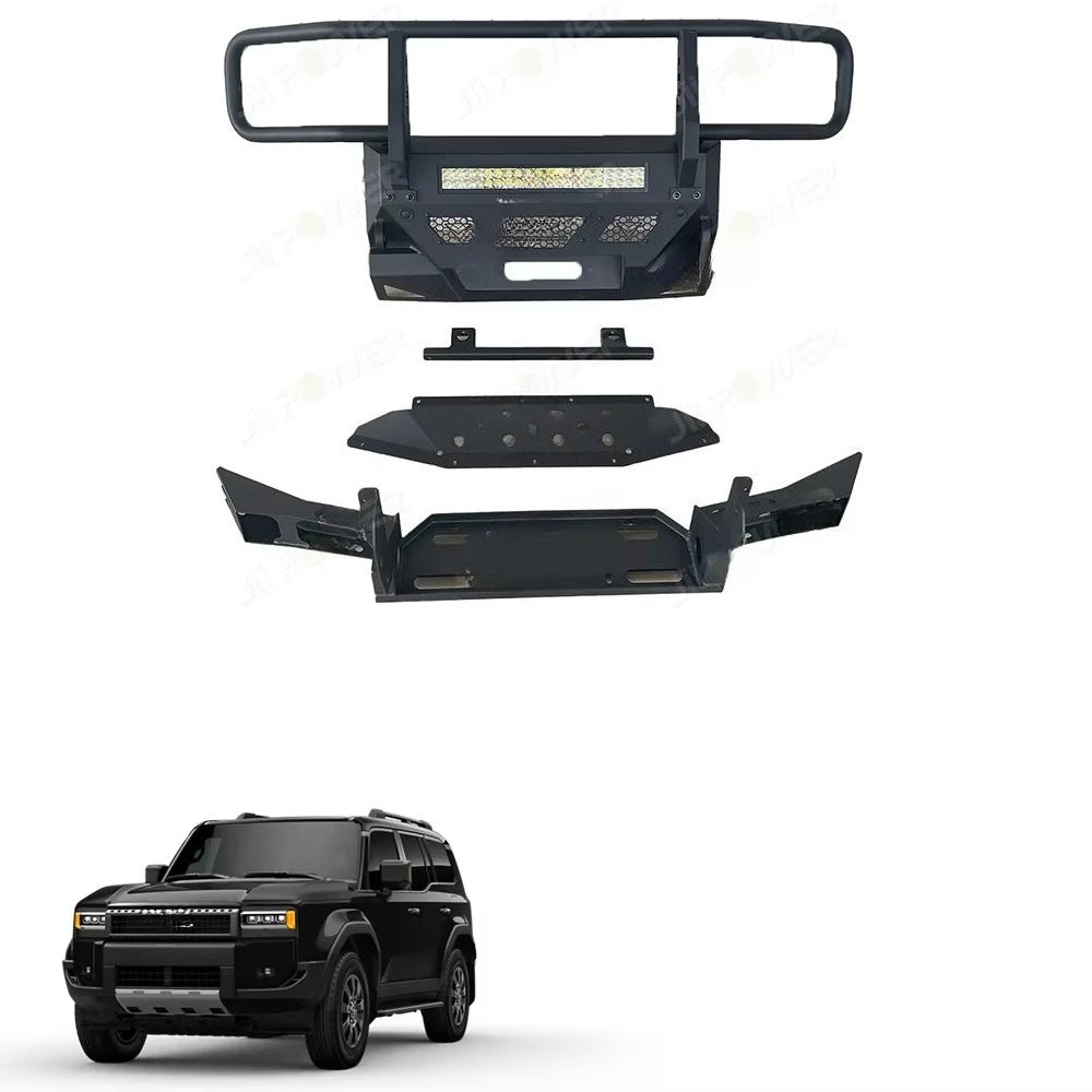 High quality Front Bumper with long light bar and fog lights camera head hole for PRADO LC250custom sayaragear