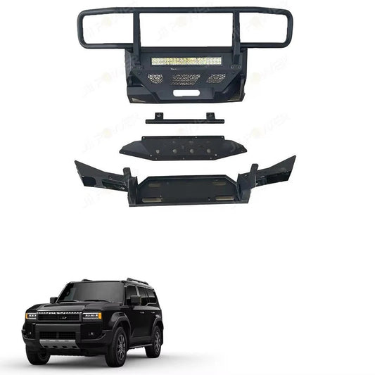 High quality Front Bumper with long light bar and fog lights camera head hole for PRADO LC250custom sayaragear