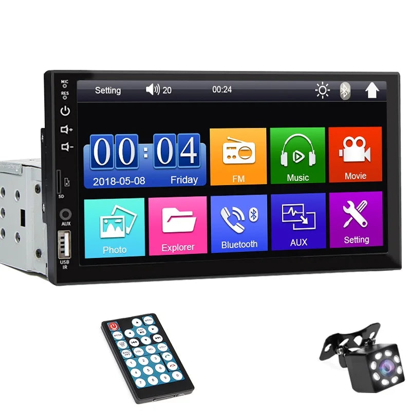 7 Inch Car Radio 1 Din MP5 Player Touch Screen Multimedia FM ISO Power Aux Input USB Bluetooth  Mirror Link Universal Autoradio sayaragear