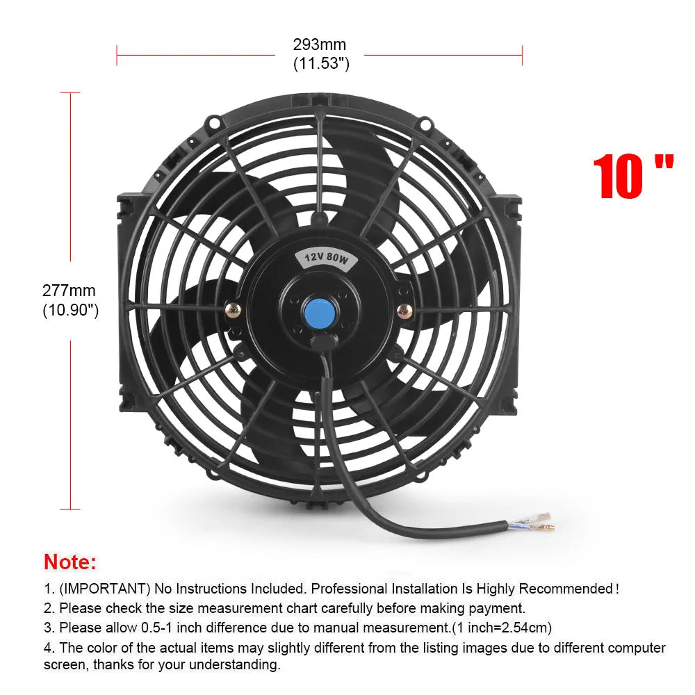 Universal 7/10/12/14 Inch 12V 80W 2100RPM Car Air Conditioning Electronic Radiator Cooling Fan Blade Electric Cool MountingKit sayaragear