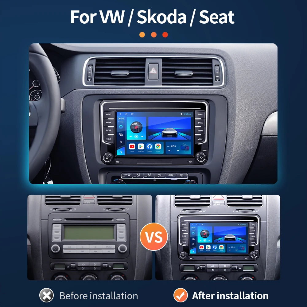 GRANDnavi Android13 Car Radio GPS For VW Volkswagen Skoda Octavia Golf 5 6 Touran Passat B6 Polo Jetta 2Din Multimedia Player sayaragear