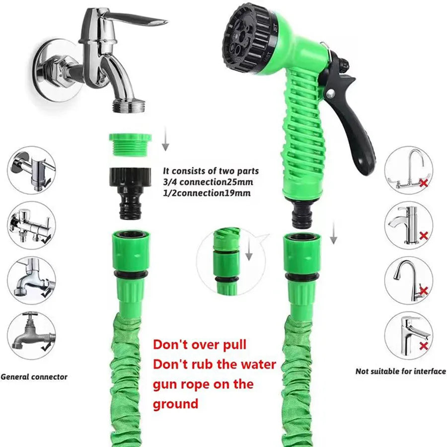 25FT-200FT Expandable Magic Hose Lightweight Design Durable Materials 7 Water Spraying Functions Gun Home Garden Watering Tools sayaragear
