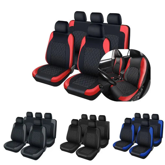 Universal Faux Leather Car Seat Covers Full Set – Includes Front Seats and Rear Bench, Fits Most SUVs and Trucks sayaragear