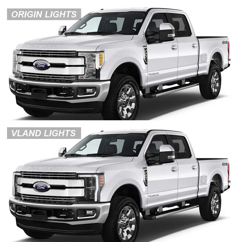 Vland 17-19 F250 F350 F450 F550 Super Duty LED Projector Upgrade Headlights sayaragear