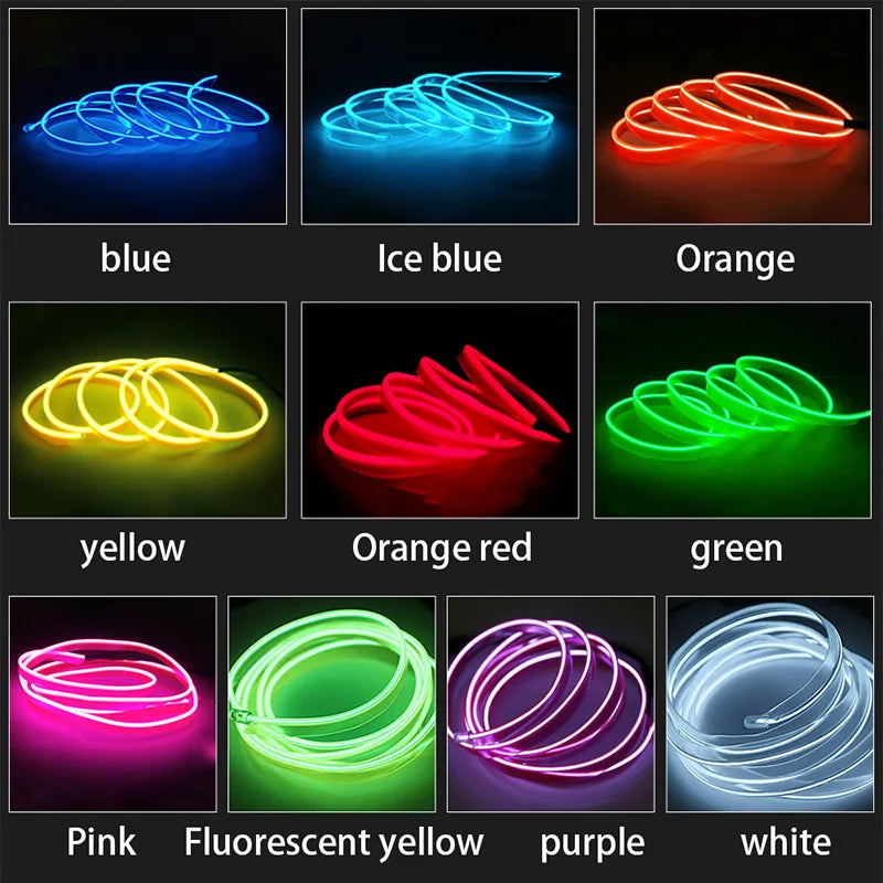 Car Interior Decorative Lamps Strips Atmosphere Lamp Cold Light Decorative Dashboard Console Auto LED Ambient Lights 1/2/3/4/5M sayaragear