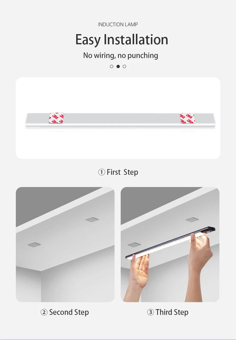 LED Cabinet Light Type C Rechargeable Motion Sensor Night Lights for Kitchen Wardrobe Cabinet Lighting 10cm/20cm/30cm/40cm/50cm sayaragear