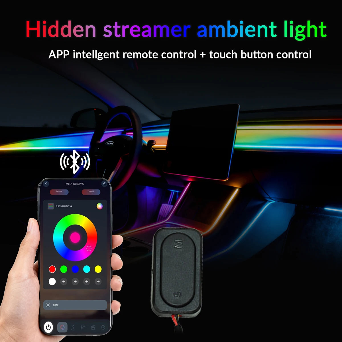 6/10/18 in 1 Car Ambient Light 64 Colors RGB Symphony Interior Acrylic LED Strip Light Hidden Music APP Control Atmosphere Lamp sayaragear