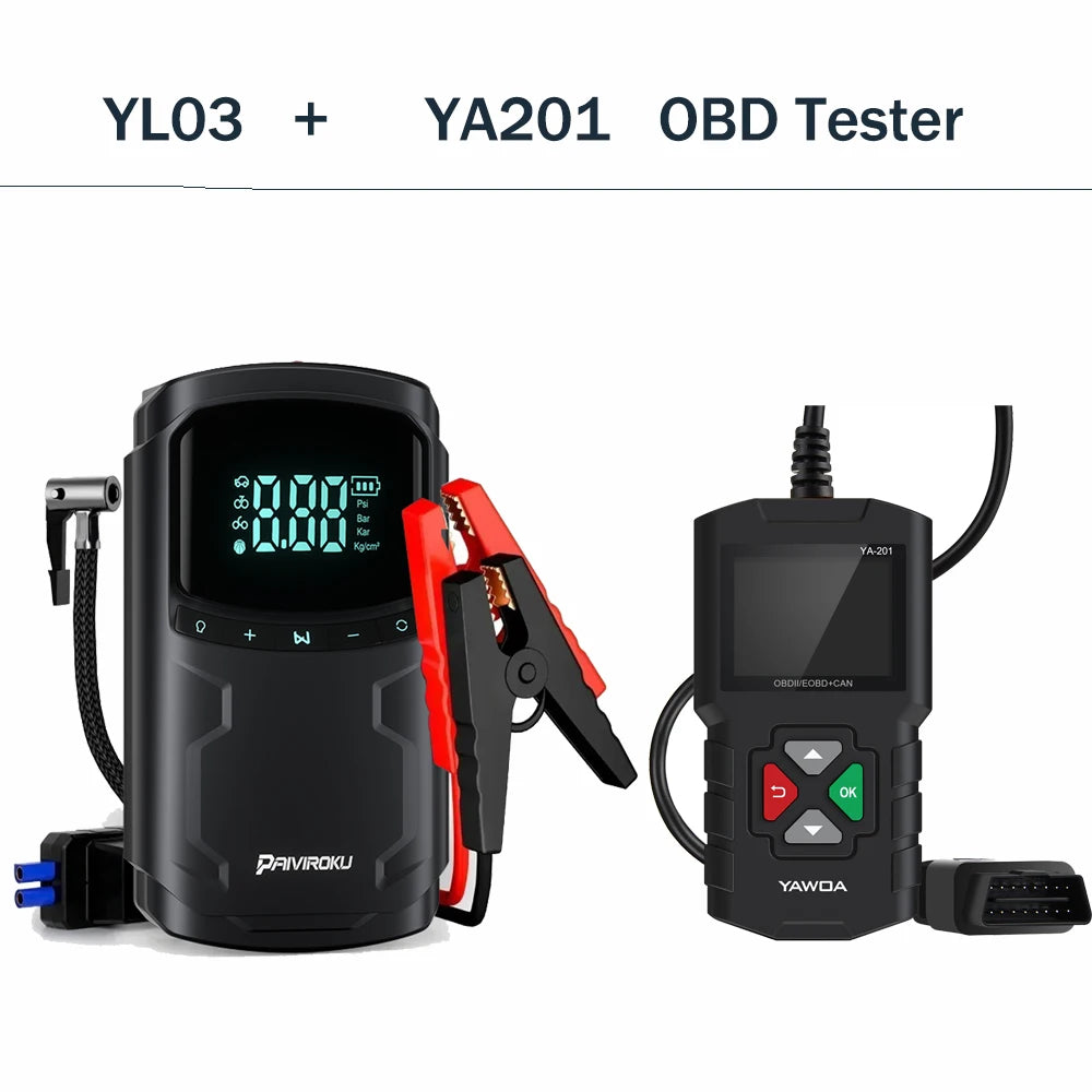 Car Jump Starter with Air Compressor Peak 5000A Auto Battery Booster 150PSI Air Pump Portable Power Bank Tire Inflator Lighting sayaragear