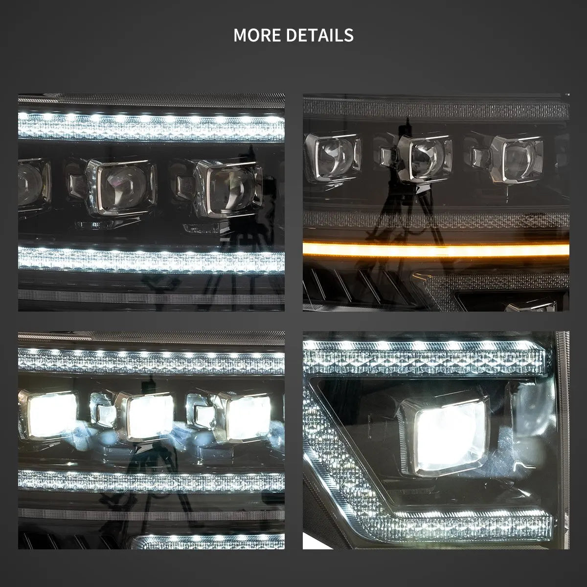 Vland 2009-2014 F150 12th Gen Black LED Matrix Projector Headlights Plug & Play Headlamp Assembly sayaragear