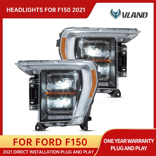 VLAND Headlamp Car Headlights Assembly FOR FORD F150 2021 LED Head Light With Moving Turn Signal Dual Beam Lens Plug-and-play sayaragear