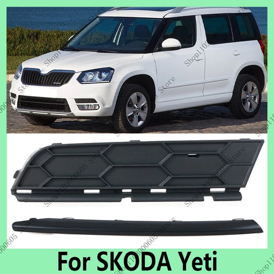 Car Front Fog Light Grille Honeycomb Mesh Grille Cover For SKODA Yeti Fog Lamp Frame Decorative Strip 5L0807681A 5L0807682A - sayaragear