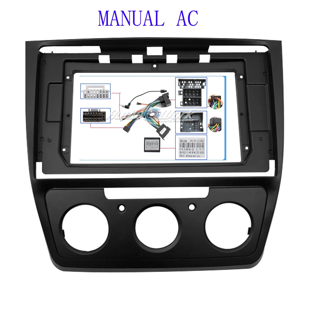 Car Radio Fascias Frame For Skoda Yeti 2009-2017 10 inch Stereo Panel Harness Power Cable Adapter Canbus Decoder Mount Kit sayaragear