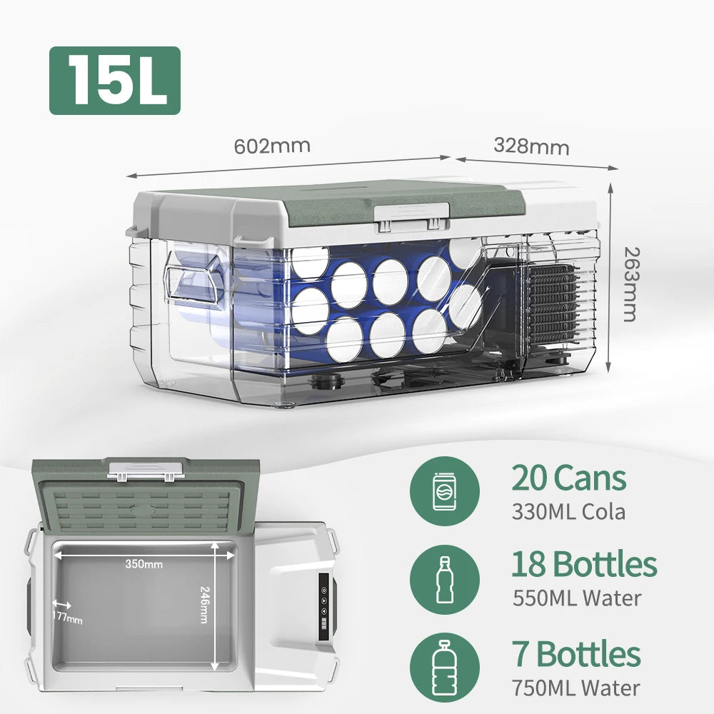 Alpicool NL15 15L Portable Car Refrigerator 12 Volt Mini Fridge Freezer 12/24V DC 100-240V AC Cooler Ice Box for Truck Camping sayaragear