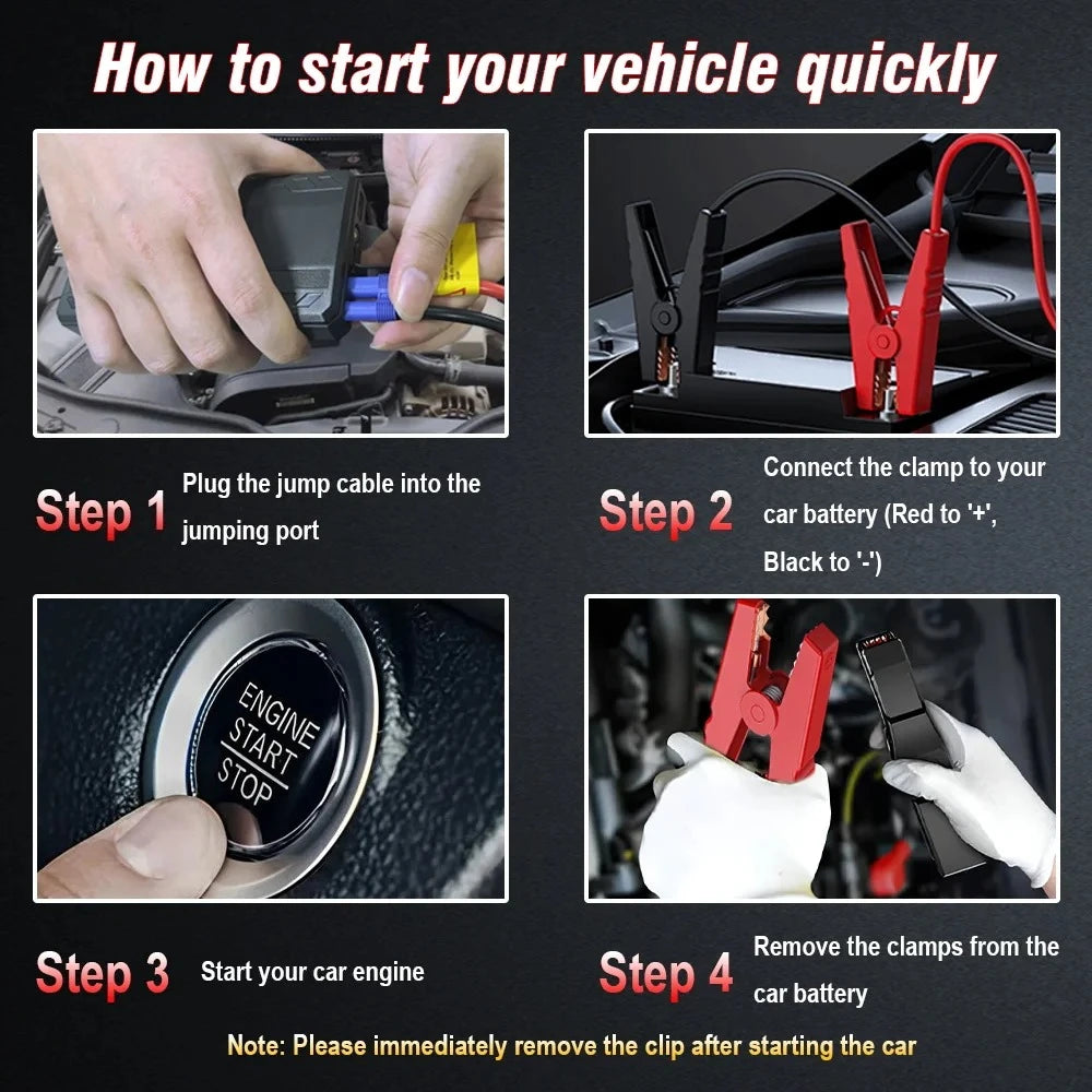 4000A/2000A/600A Portable Car Jump Starter PowerBank Booster Charger 12V Starting Device Petrol Diesel Car Booster JumpStarter sayaragear